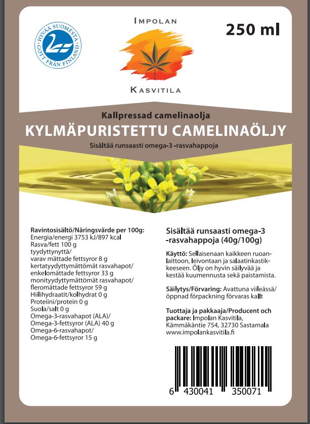 Camelinaöljy 250ml Impolan Kasvitila