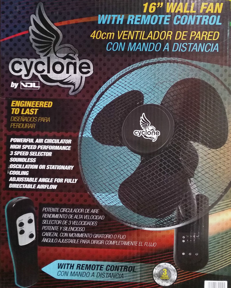 Tuuletin seinämalli oskiloiva 40cm Cyclone + kaukosäädin