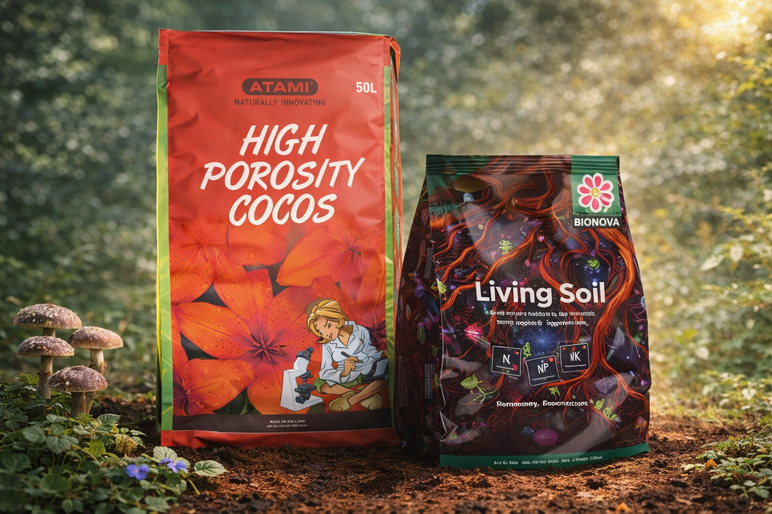 Atami High Porosity Cocos + Bionova Living Soil 15L – ilmava kookoskasvualusta elävällä juurituella *