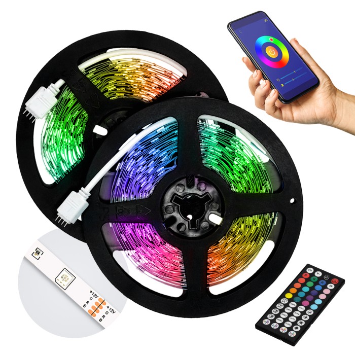 RGB LED-nauhasetti 5 m IP20 – PLAY SET, kaukosäädin + sovellus (Kobi Design)