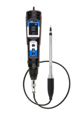 Aqua Master Tools E300 Pro2 Substrate EC-/lämpömittari – IP65, 0.01 mS/cm, 120 cm elektrodi, AAA