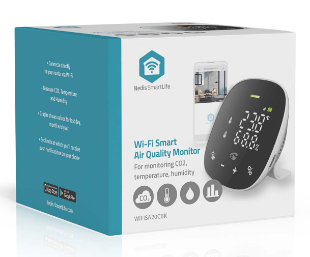 Hiilidioksidi mittari CO2 / Ilmanlaatumittari Smartlife, WIFI