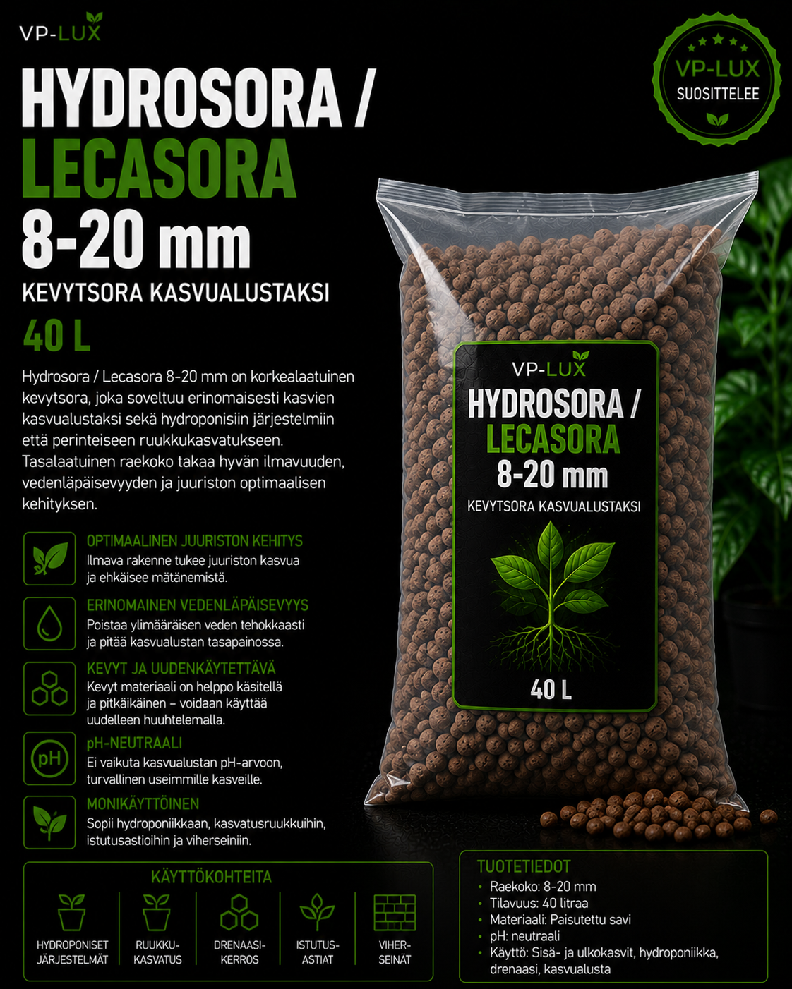 Hydrosora  Lecasora 8-20mm 40L