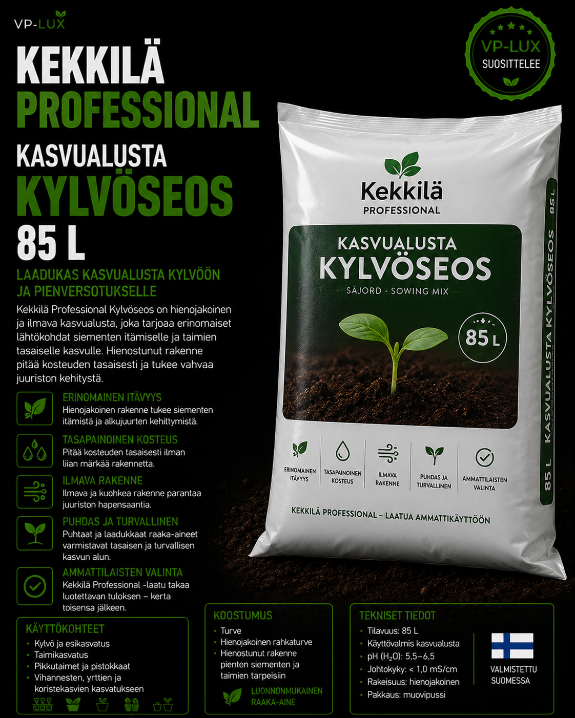 Kekkilä Professional Kasvualusta Kylvöseos 85L