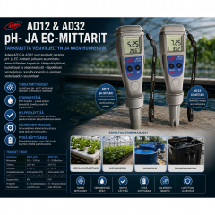 Adwa AD12 ja AD32 pH- ja EC-mittarit – vesiviljelyyn ja kasvihuoneisiin