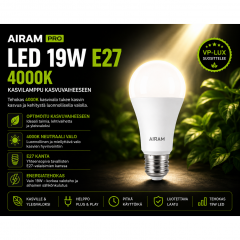 Airam Pro LED 19W E27 4000K – kasvilamppu kasvuvaiheeseen