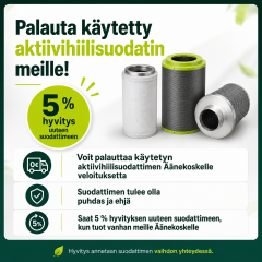 Palauta vanha aktiivihiilisuodatin ja saat 5 % hyvityksen uuteen