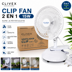 Clivex Clip Fan 15W – 2-in-1 klipsi- ja pöytätuuletin 15 cm