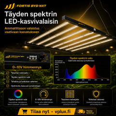 Fortis BYD NXT 720W LED – 6-bar kasvatustilavalo, 2.7 µmol/J, PPF 1944 µmol/s (120×120–150×150 cm)