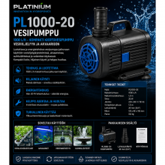 Platinium PL1000-20 vesipumppu 1000 L/h – kompakti kiertovesipumppu vesiviljelyyn ja akvaarioon