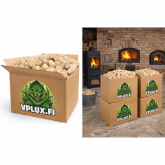 Puubriketti 20 kg pahvilaatikossa – helppo ja siisti lämmitys