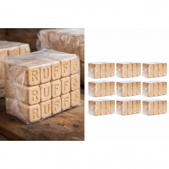 Puubriketti RUF 100 kg (10×10 kg) – erittäin kuiva kovapuubriketti takkaan ja kamiinaan