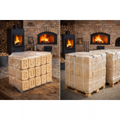RUF puubriketti lava (240/480/960 kg) – erittäin kuiva kovapuubriketti takkaan, kamiinaan ja leivinuuniin