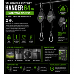 Valaisimen ripustimet Hanger 64 kg – säädettävä ripustus, 2 kpl