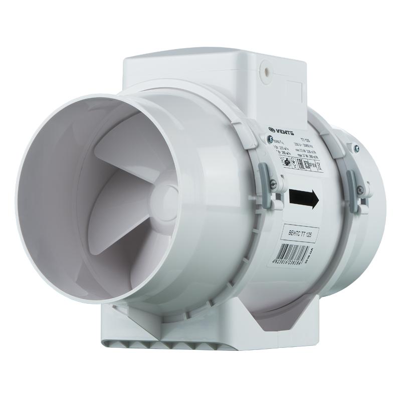 VENTS TT 125 R1V – 125 mm kanavapuhallin nopeudensäätimellä (max 280 m3/h, IPX4, pistotulppa)
