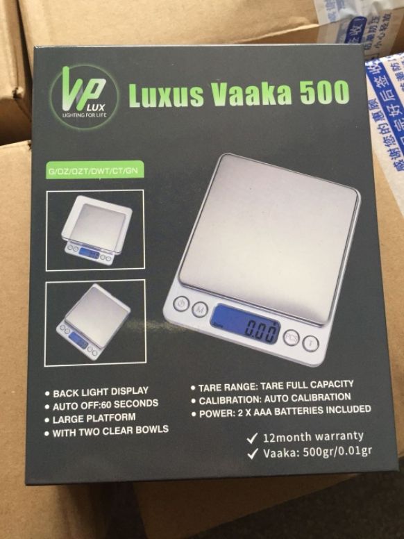 VP-Luxus digitaalinen tarkkuusvaaka 500g x 0,01g - taskuvaaka paristoilla